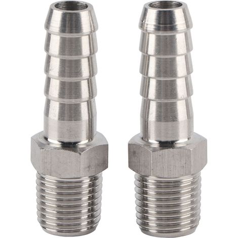 2 Stück 1/4 Zoll Edelstahl-BSPT-Außengewinde-Fittings, Schnellverbinder für Rohrverschraubungen (BSPT 1/4-10 mm) (1/5)