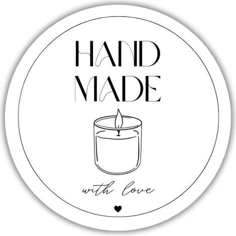 Etichette adesive di carta "fatte a mano con amore" - candela, 4 pezzi
