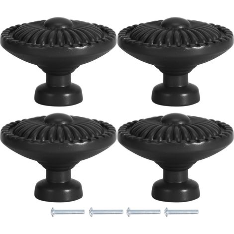 Toivize Poignée ronde en alliage de zinc, à simple trou, pour armoire, cuisine ou placard – modèle 388, couleur noire (1/5)
