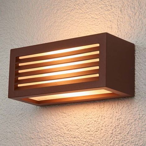 [GEBRAUCHT] B-Ware SLV Außenwandleuchte Box L E27 Gartenleuchte Lampe rostbraun IP44 25x11cm Licht
