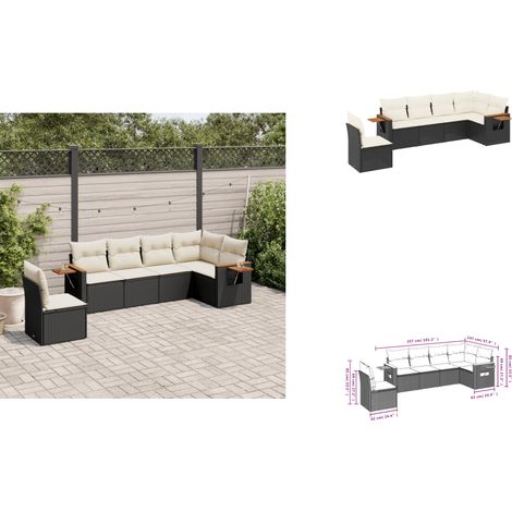 6-tlg. Garten-Sofagarnitur mit Kissen Schwarz Poly Rattan - Gartenmöbel - Rattan Möbel - Outdoor Sofa - Lounge Set - Esszimmergarnitur (1/3)