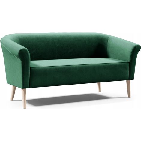 Sofello Skandinavisches Sofa 3 Sitzer --LILIE-- Grün Sitzbank Velour Lieferung 7 Tage - hohe Beine aus Holz in Schwarz WeiSS Buche (1/5)