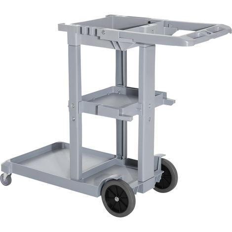 Chariot de Ménage Pro 3 Étages, Supports pour Serpillière, 4 Roues Pivotantes, Poubelle 100L, Orange, 121x50.5x96.5cm (1/5)