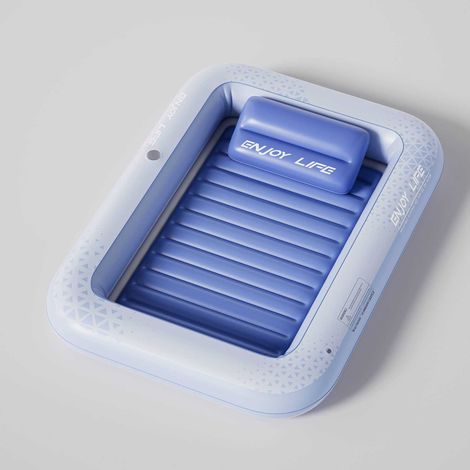 Matelas Gonflable Piscine Adulte 170x110x22cm - Lit Flottant Pliable avec Oreiller, Chaise Longue de Plage et de Piscine pour Bronzage en PVC