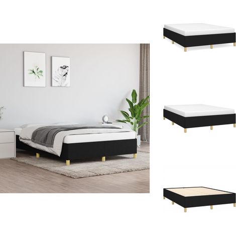 Bettgestell ohne Matratze Schwarz 140x200 cm Stoff - Bettrahmen - Doppelbett - Boxspringbetten - Lattenrost - Schlafzimmermöbel (1/5)