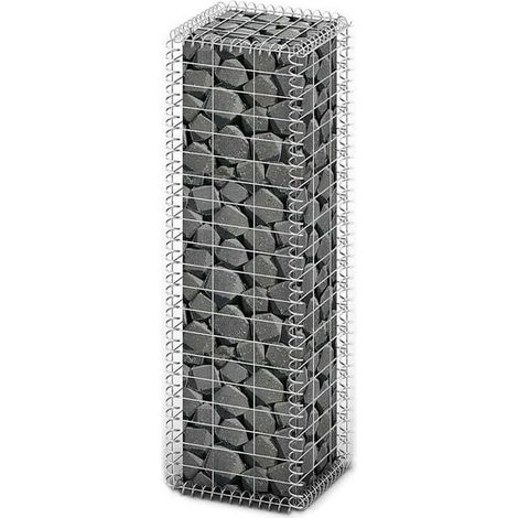 Gabion avec couvercle, fil de fer galvanisé, 100 x 30 x 30 cm