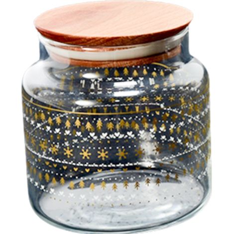 Set 3 barattoli in vetro con tappo in legno, decorazione da Ø 9.5 x 11 cm