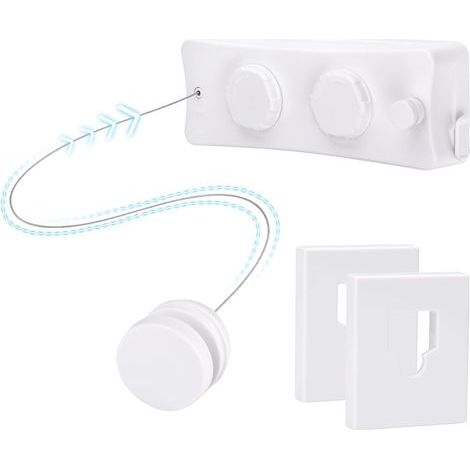 Wandhängender Wäschetrockner mit einziehbarem Seil (10 m) – Doppeltes Edelstahlseil (2 × 5 m), Spannverschluss, max. Belastbarkeit 20 kg, platzsparend, ABS-Gehäuse, weiß (1/5)