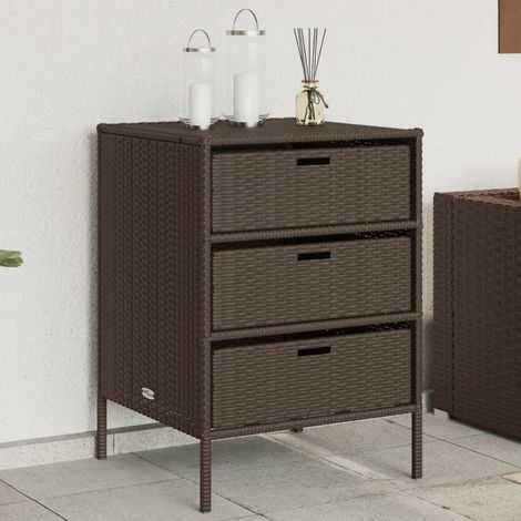 Armoire de rangement de jardin marron 55x59x80 résine tressée (1/5)