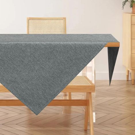 Nappe lavable aspect lin 100x100cm Gris, hydrofuge, résistant aux rayures