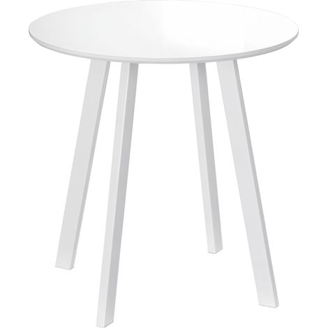 Table de salle à manger, table de cuisine, pour 2 personnes, surface brillante, avec pieds, blanche, 72 x 72 x 75 cm (1/5)