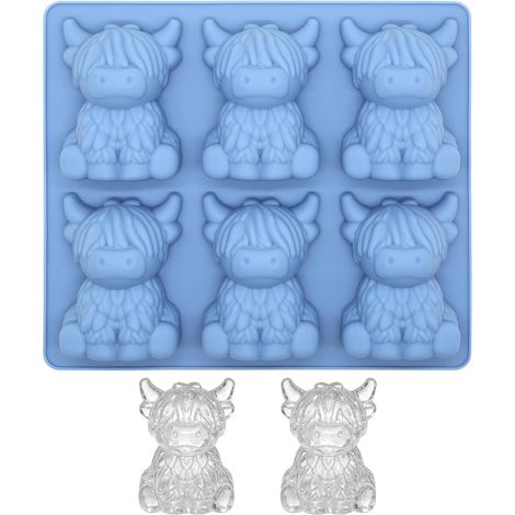 Moule à glaçons « Vache des Highlands », bac à glaçons en silicone pour whisky et cocktails, mini-moule pour chocolats, gelées et bonbons — Moule réutilisable, idéal pour cadeaux d'anniversaire et fê (1/5)