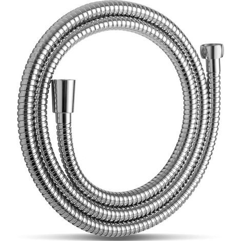 Flexible de Douche 2m,Avec protection Anti-Torsion,Inox Tuyau de Douche,Haute pression de remplacement Tuyau de Douche,Pour robinetterie de salle de bains,Chromé