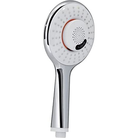 Gedy G 00, Doccetta diffusore di Musica, Sistema Bluetooth V4, Soffione ABS con Finitura Bianca/cromata, Filtro Doccia antisabbia Incluso, Cromo Blanco, 4x12,5x25,5 cm (1/4)