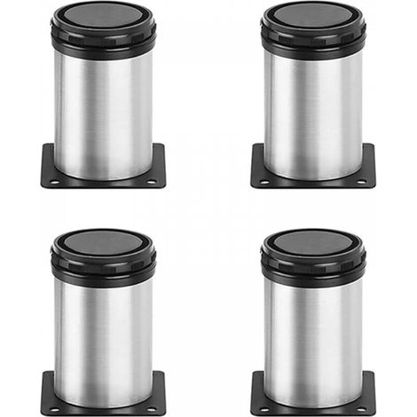 Pieds de meubles en acier inoxydable, pieds de table réglables en métal pour meubles TV, bancs, tables à manger, chaises, armoires, lot de 4 (8 cm) (1/5)