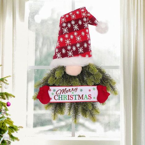Ghirlanda natalizia con gnomi – 60 cm, abete artificiale, tomte svedese, decorazione per porte/pareti/finestre/caminetti