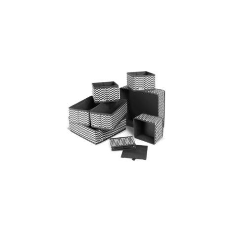 Boite Rangement, 8pcs Boîtes de Rangement Ouvertes en Textile Non-Tissé, Tiroir en Tissu,Cube de Rangement Pliable Coffre pour Linge, Jouets, Vêtement, avec poignées en Cuir et Etiquettes  - Crezuo