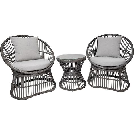 Set Lounge Natal in Rattan Grigio con Cuscini Inclusi