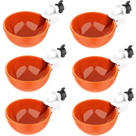 6 Pièce Abreuvoir Poule Automatique, Abreuvoir Poules en Plastique, pour Poulets, Canards, Pigeons, Dindes, Lapins (Orange) (1/5)