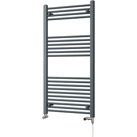 Zennor - Anthracite Dual Fuel Towel Rail H1200mm x W600mm Standard - Straight (1/3)