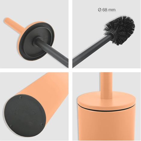 Brosse wc avec support Acier AKIRA Pêche mat Spirella