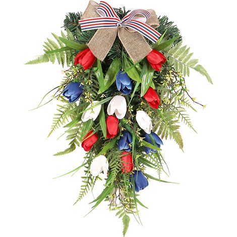 Décoration murale pour la fête de l'Indépendance : plante verte artificielle en soie, fleur à suspendre à la porte, pendentif pour la maison, feuille de fougère, arbre à l'envers (1/2)