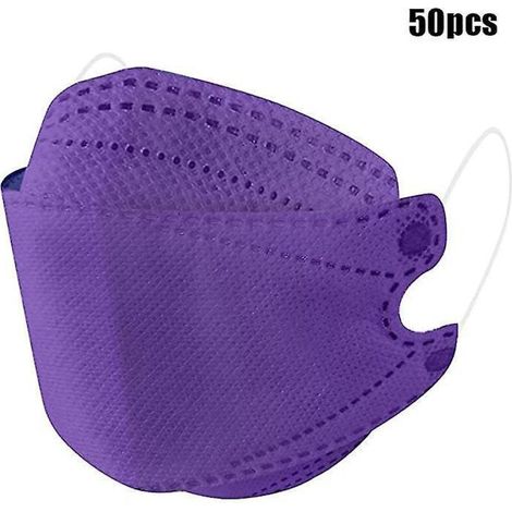 Einweg-Gesichtsmasken für Kinder, einfarbig, 10/30/50 Stück, fischförmig, vollständiger Gesichtsschutz, lila (1/4)