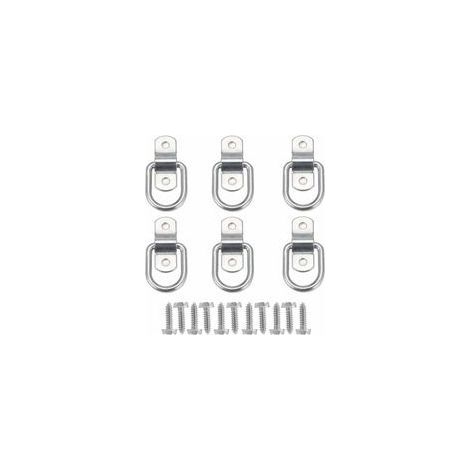 6Pcs D Anneau D'arrimage Anneau d'ancrage de Charge Ancrage de Remorque Anneau D'arrimage Forgé avec 12 Pièces Vis pour Sécuriser la Charge dans Le Camion Remorque (1/5)