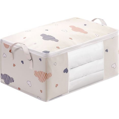 Housse de Rangement Couettes Non Tissé 50L Fenêtre Transparente Poignées Renforcées Imperméable (1/5)