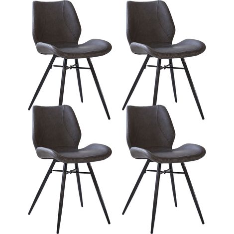 Set mit 4 Esszimmerstühlen Beau Industriell Anthrazitfarbenes