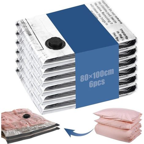 80X100Cm Sac Sous Vide Vetement Aspirateur 6 Pièces Sac Rangement Sous Vide Réutilisable Intensifier Hermétique Pour Couette[CA105] (1/5)