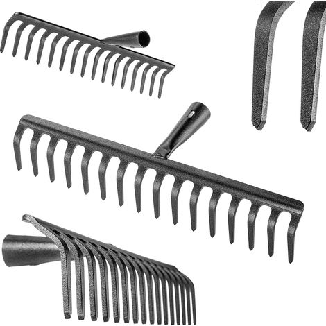 KADAX Gartenharke ohne Stiel, aus Stahl, Rasenrechen, 16 Zinken (1/5)