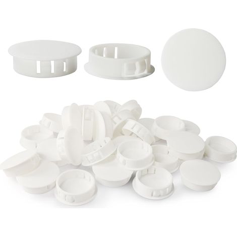 Embouts d'insertion - Embouts de fixation ronds verrouillables - Pour tubes de poteaux de clôture de meubles - 35 mm, 30 unités - Blanc (1/5)
