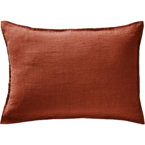 Taie d'oreiller lin lavé orange 50x70
