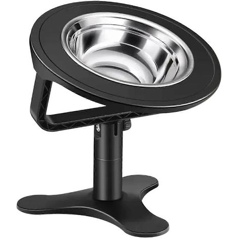 Gamelles surélevées pour chats d'intérieur, avec support réglable en hauteur, gamelle antidérapante en acier inoxydable inclinée à 15° pour chatons (1/5)