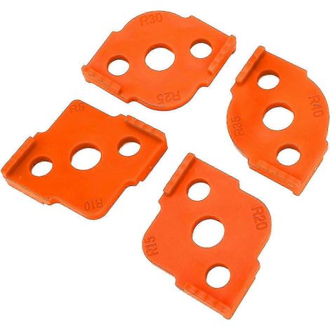 Gabarit d'angle en R (4 pièces) 2025, gabarit de fraisage pour angle arrondi, gabarit de positionnement d'angle pour le travail du bois en ABS, orange (1/5)