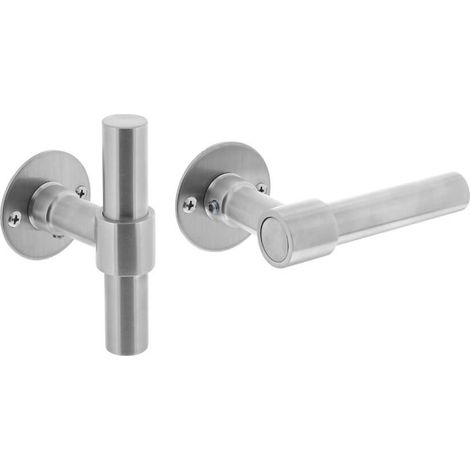 Poignée de porte modèle L/T Krucko avec rosace plate 2mm en acier inoxydable - 0035.167102