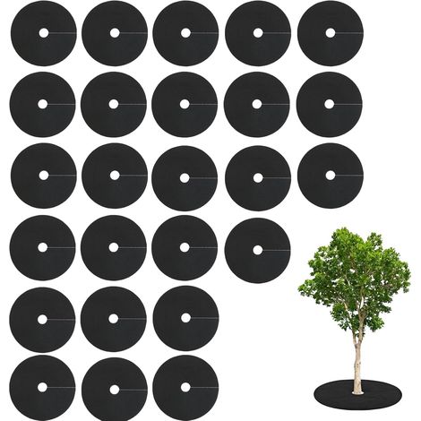 Packung mit 25 Kohlpflanzenmanschetten – runde Mulchringe mit 15 cm Durchmesser, Filzgewebe hält Schnecken und Nacktschnecken fern, Barriere gegen Fliegen und