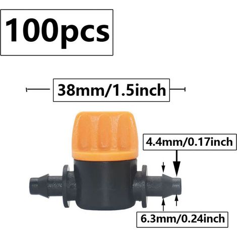 (C - 100 pièces) Raccord de tuyau d'arrosage à embout cannelé 1/4 pouce 4 mm, mini-vanne pour tuyau 4/7 mm, système d'irrigation goutte à goutte de jardin, raccords en PVC (1/5)