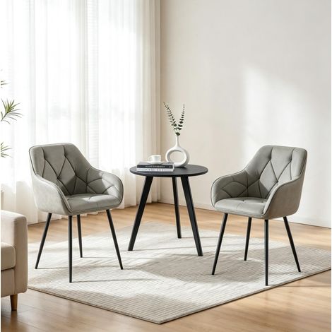 Ergonomische Esszimmerstühle aus dunkelgrauem Kunstleder, 2er-Set HAVRYA (1/5)