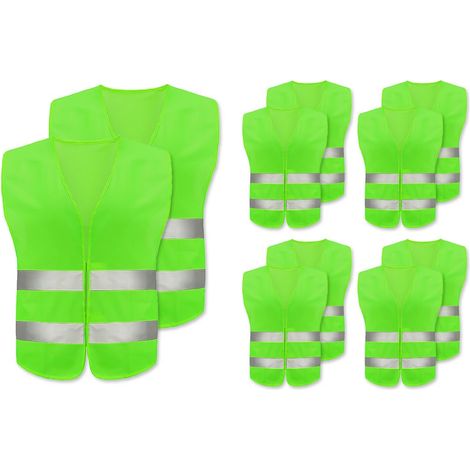 10PCS Gilet de Sécurité, Gilet de Sécurité Réfléchissant, Gilet de Sécurité Haute Visibilité, Gilet Réfléchissant,Gilet Réfléchissant de Voiture, pour Conducteurs Travailleurs Unisexe (Vert) (1/4)
