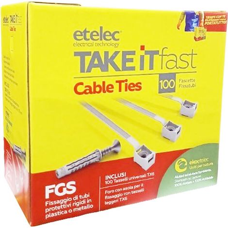 Kit Fascette stringitubo Etelec e con 100 Tasselli TX6 KT1074