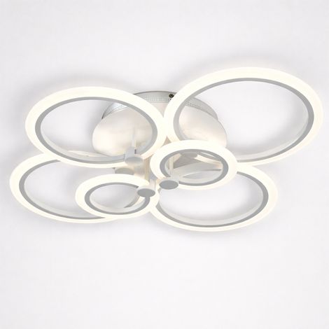 Plafoniera LED Soffitto 6 Anelli 51W 2550LM CCT Switch 3000K 4000K 6500K Fascio 300° Acrilico Bianco IP20 (1/5)