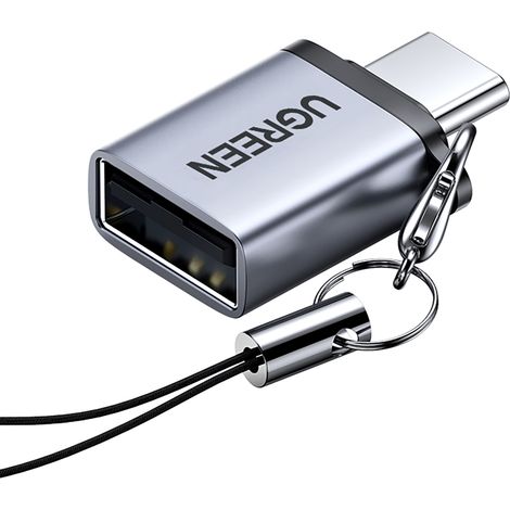 Adattatore USB-C (maschio) - USB-A 3.0 (femmina) con cordino - grigio (1/5)