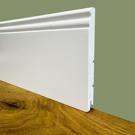 Battiscopa PREMIUM in legno MASSELLO mod.DUCALE 140x15 laccato bianco liscio (prezzo al metro)