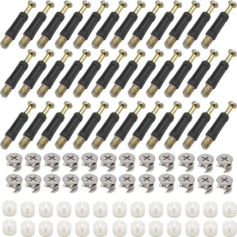 50 Pièces Excentrique Meubles Connecteur, Raccords de Came Connexion de Panneaux D'armoires de Meubles Came Excentrique Et Boulon De Fixation pour Meuble Placard Armoires (1/5)