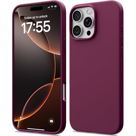 Coque en silicone liquide compatible avec l'iPhone 17 Pro Max 6,9 pouces, ultra-fine, antichoc et souple, protection intégrale et légère, rouge. (1/5)