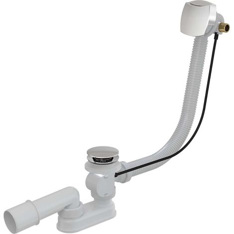 Kielle – Garniture de vidage baignoire avec remplissage – Longueur 570 mm – Finition chrome – Tuyau de trop-plein flexible – 11601030
