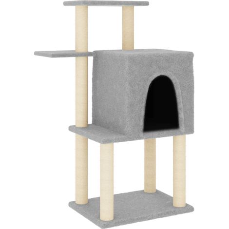 Tiragraffi per gatti Mobili per arrampicata su torre Tiragraffi Piattaforma da arrampicata con tiragraffi in sisal leggero 97 cm grigio 020022633