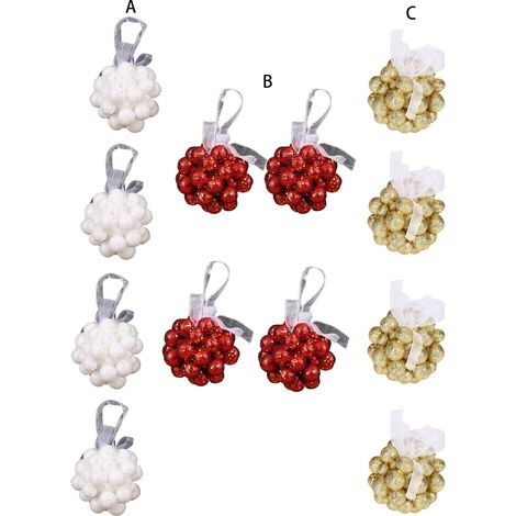 12 glitzernde rote Beeren-Ornamente, burgunderrote Cranberry-Beeren-Kugeln, Weihnachtsschmuck mit Schnur, Weihnachtsbaumschmuck-Set für Weihnachts- und Hochzeitsdekoration, 3 Farben (1/3)